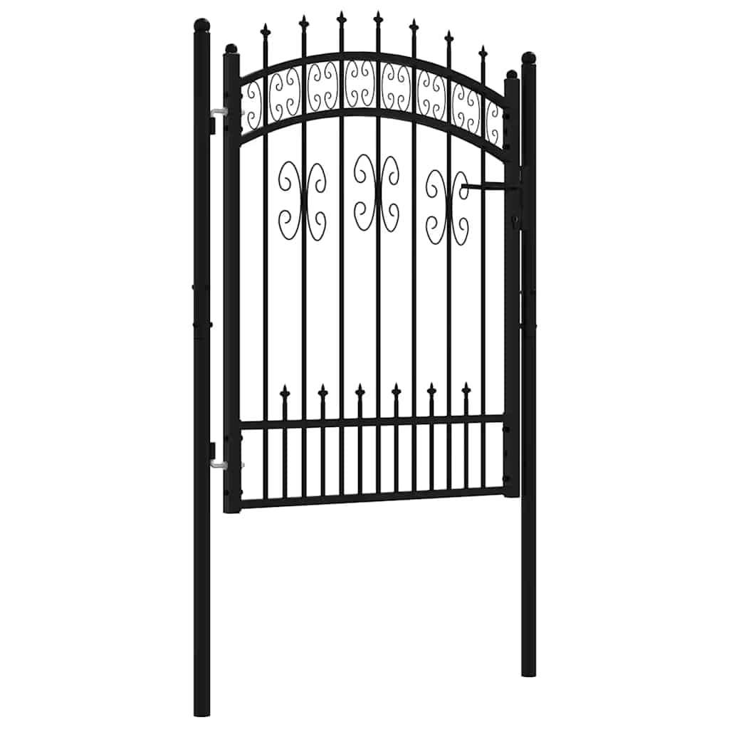 Cancello per recinzione KAMPEN con punta a lancia Nero 103x125 cm in acciaio | homemem39