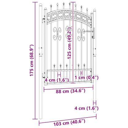 Cancello per recinzione KAMPEN con punta a lancia Nero 103x125 cm in acciaio | homemem39