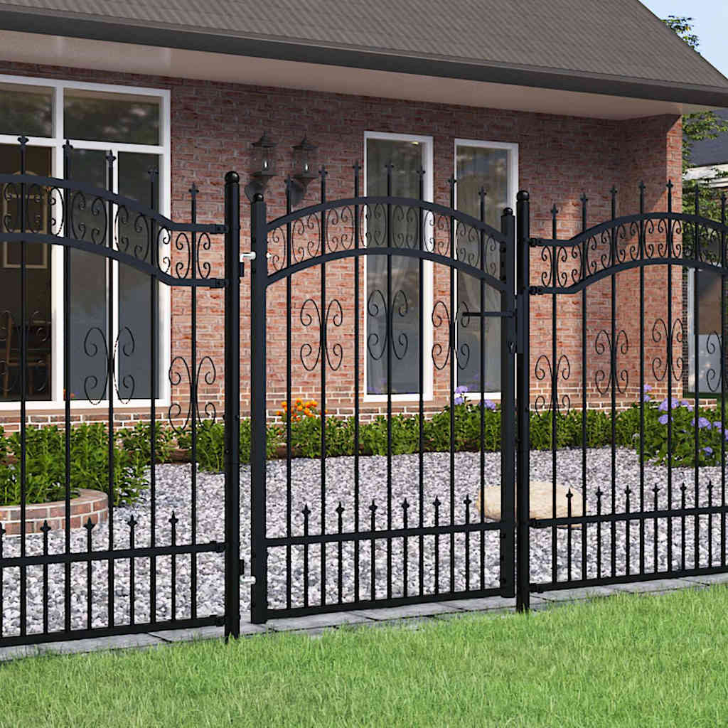 Cancello per recinzione KAMPEN con punta a lancia Nero 103x125 cm in acciaio | homemem39