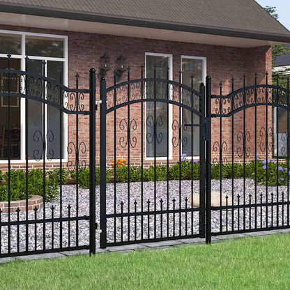 Cancello per recinzione KAMPEN con punta a lancia Nero 103x125 cm in acciaio | homemem39