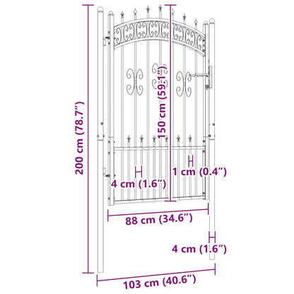 Cancello per recinzione KAMPEN con punta a lancia Nero 103x150 cm in acciaio | homemem39