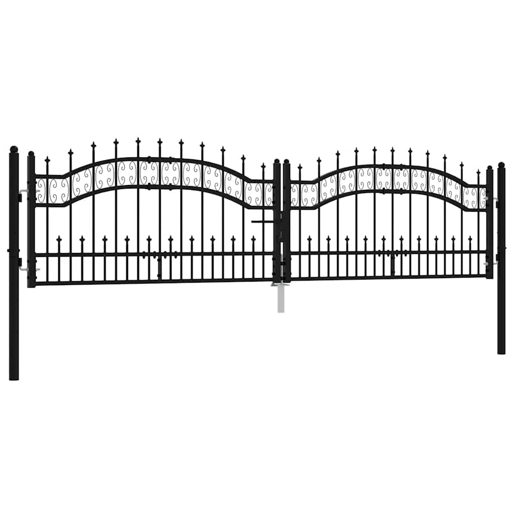 Cancello per recinzione KAMPEN con punta a lancia Nero 302x78 cm in acciaio | homemem39
