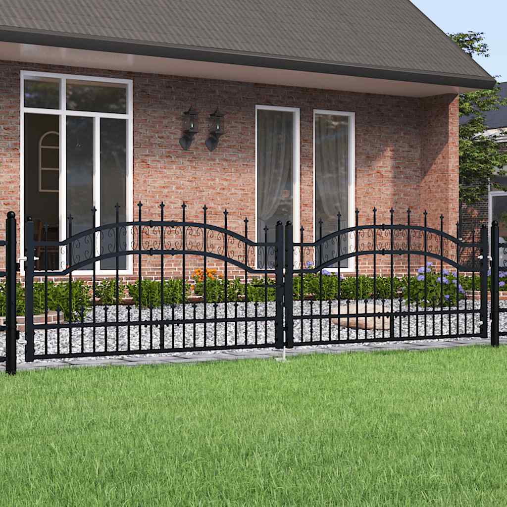 Cancello per recinzione KAMPEN con punta a lancia Nero 302x78 cm in acciaio | homemem39