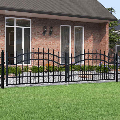 Cancello per recinzione KAMPEN con punta a lancia Nero 302x78 cm in acciaio | homemem39