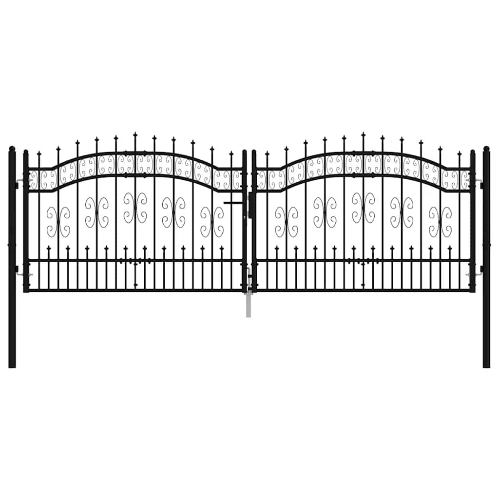 Cancello per recinzione con punta a lancia nero 305x100 cm in acciaio verniciato a polvere