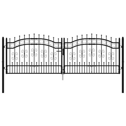 Cancello per recinzione con punta a lancia nero 305x100 cm in acciaio verniciato a polvere