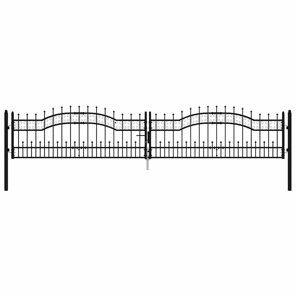 Cancello per recinzione KAMPEN con punta a lancia Nero 394,5x78 cm in acciaio | homemem39