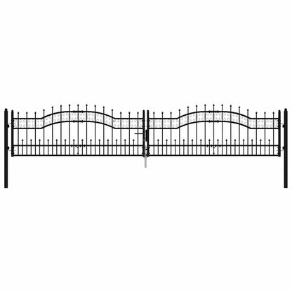 Cancello per recinzione KAMPEN con punta a lancia Nero 394,5x78 cm in acciaio | homemem39