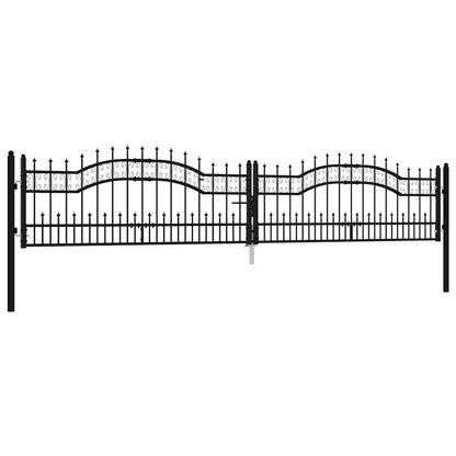 Cancello per recinzione KAMPEN con punta a lancia Nero 394,5x78 cm in acciaio | homemem39