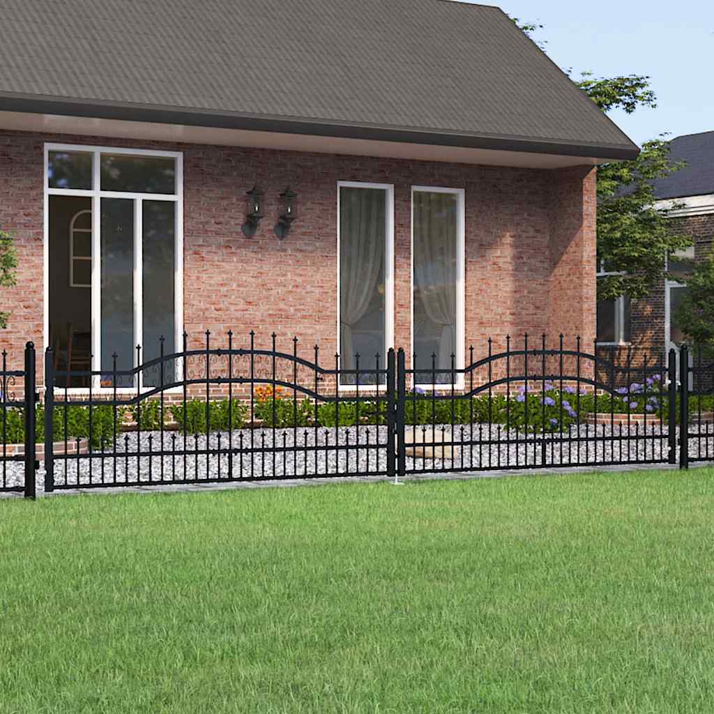 Cancello per recinzione KAMPEN con punta a lancia Nero 394,5x78 cm in acciaio | homemem39