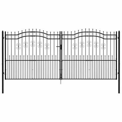 Cancello per recinzione con punta a lancia nero 406x175 cm in acciaio verniciato a polvere