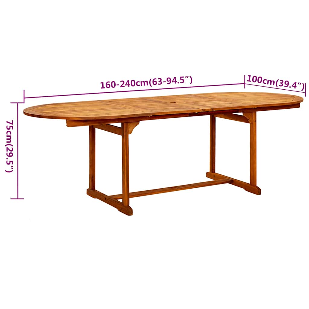 Set Mobili da Pranzo per Giardino 7 pz 160-240 cm