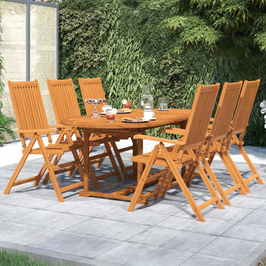 Set Mobili da Pranzo per Giardino 7 pz Legno Massello di Acacia