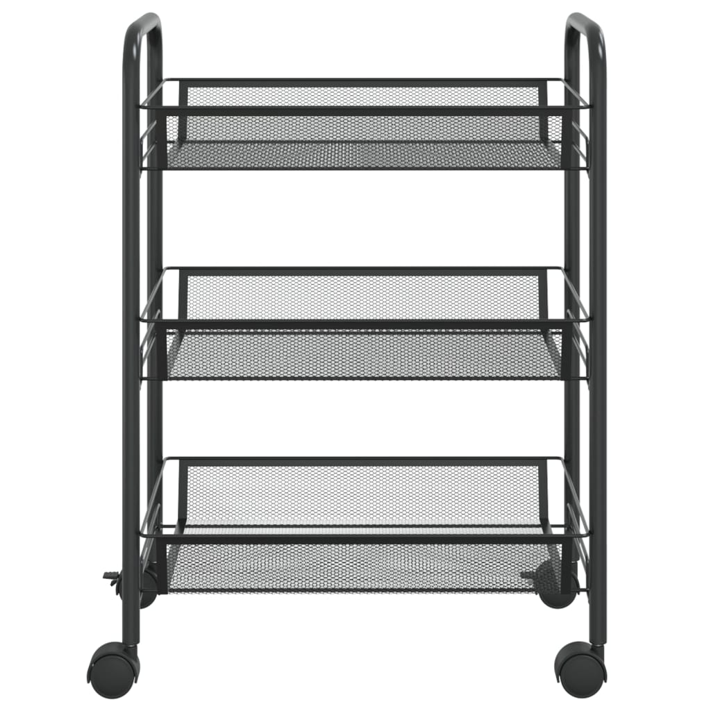 Carrello da Cucina con 3 Ripiani Nero 46x26x64 cm in Ferro - homemem39