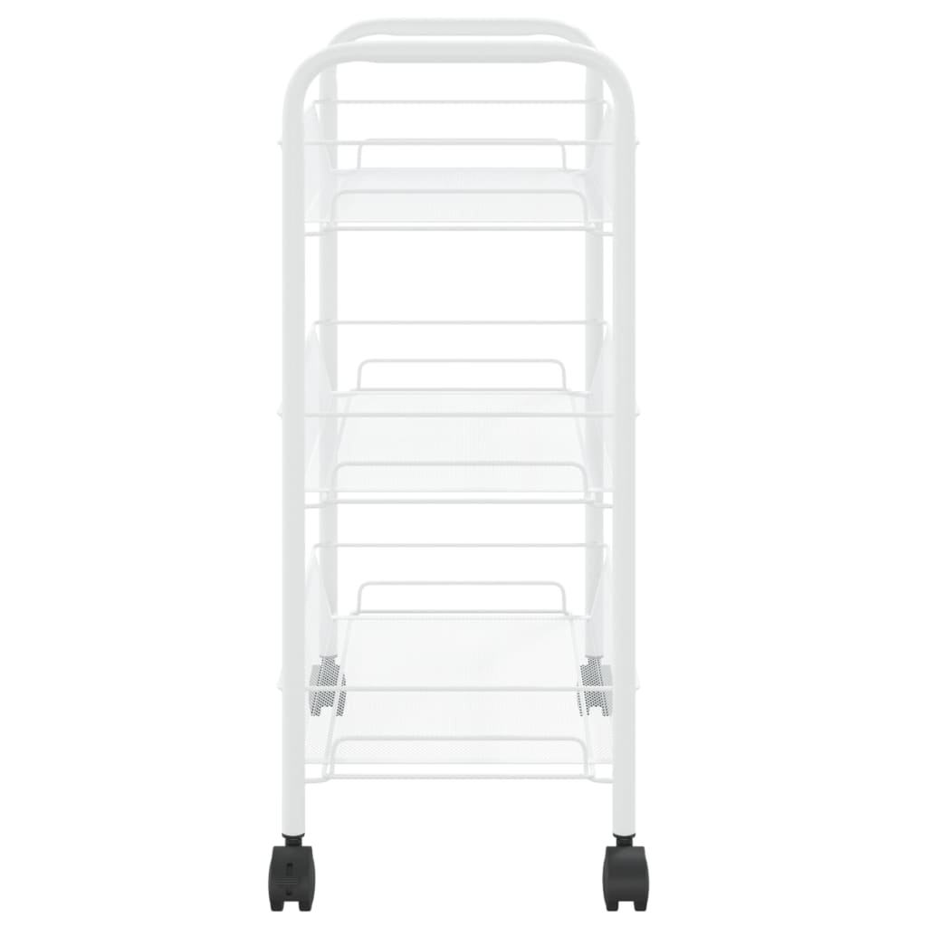 Carrello da Cucina con 3 Ripiani Bianco 46x26x64 cm in Ferro