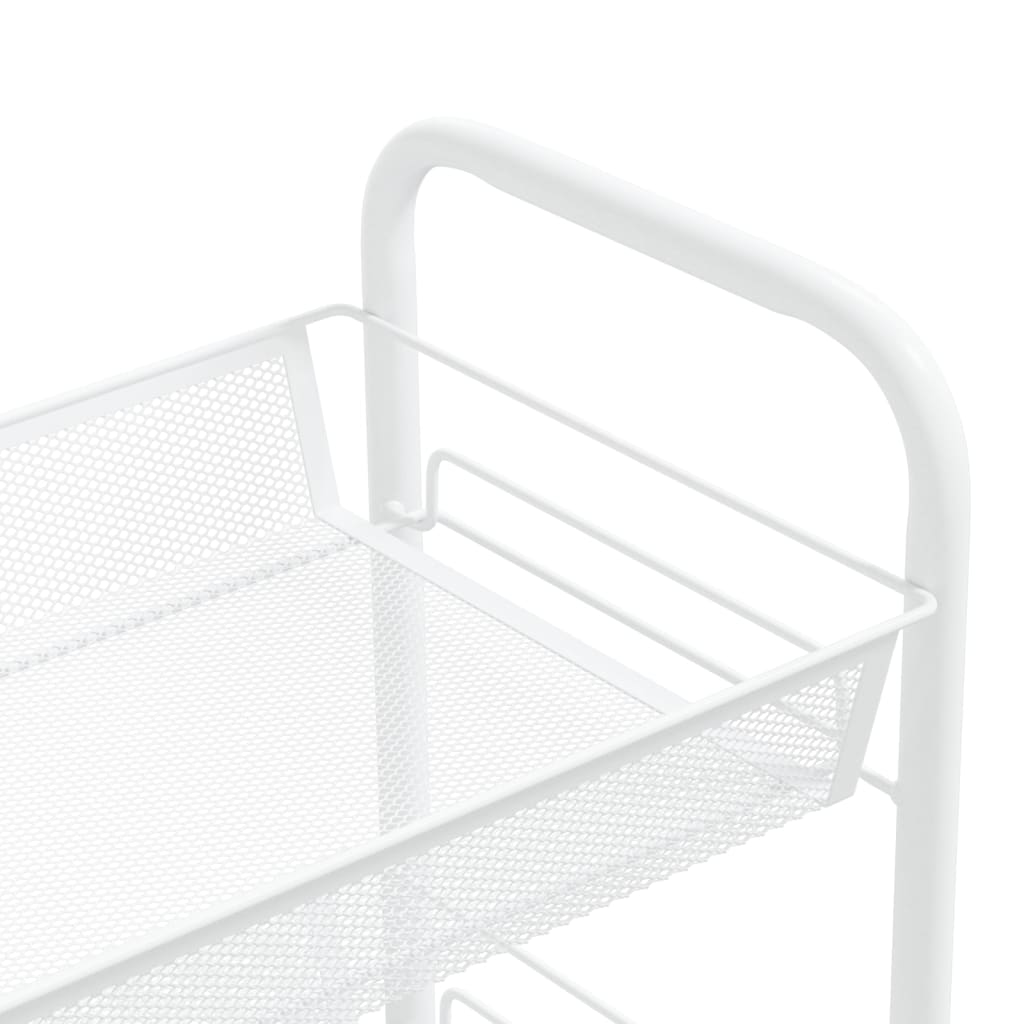 Carrello da Cucina con 3 Ripiani Bianco 46x26x64 cm in Ferro