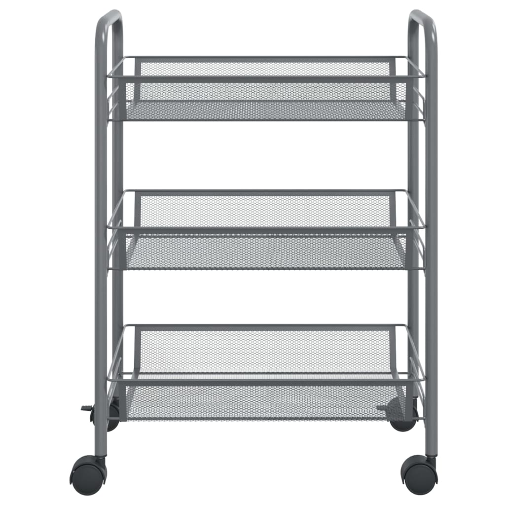 Carrello da Cucina con 3 Ripiani Grigio 46x26x64 cm in Ferro - homemem39