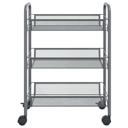 Carrello da Cucina con 3 Ripiani Grigio 46x26x64 cm in Ferro - homemem39