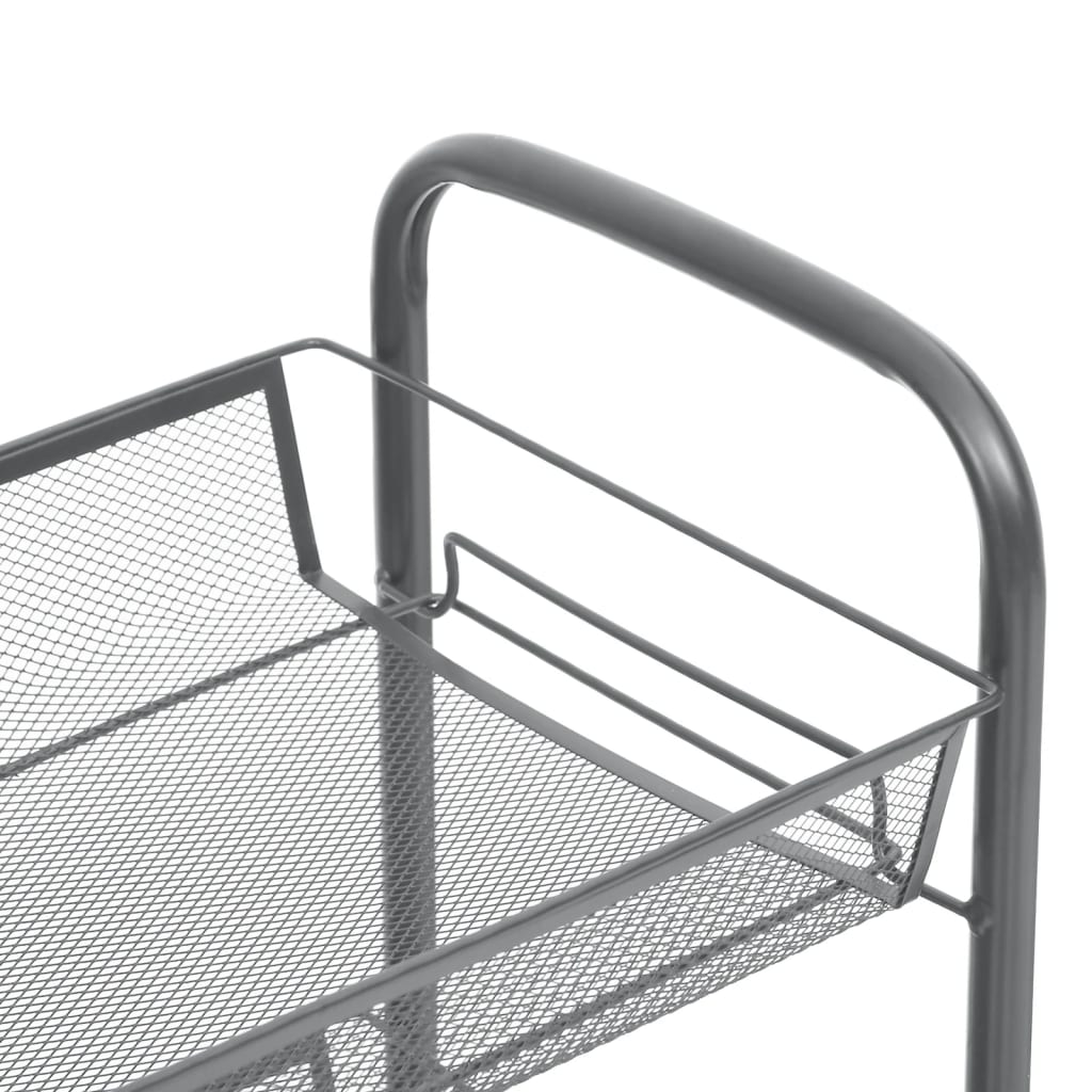 Carrello da Cucina con 3 Ripiani Grigio 46x26x64 cm in Ferro - homemem39