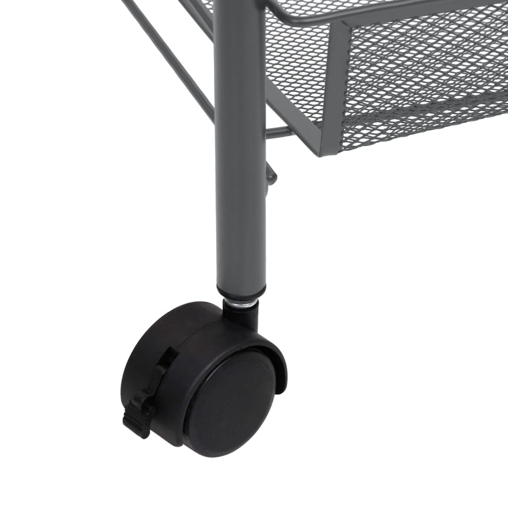 Carrello da Cucina con 3 Ripiani Grigio 46x26x64 cm in Ferro - homemem39