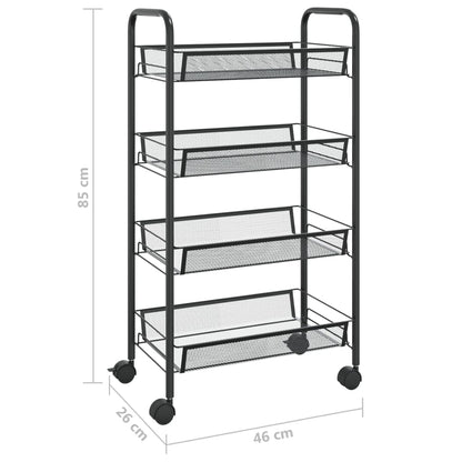 Carrello da Cucina con 4 Ripiani Nero 46x26x64 cm in Ferro - homemem39