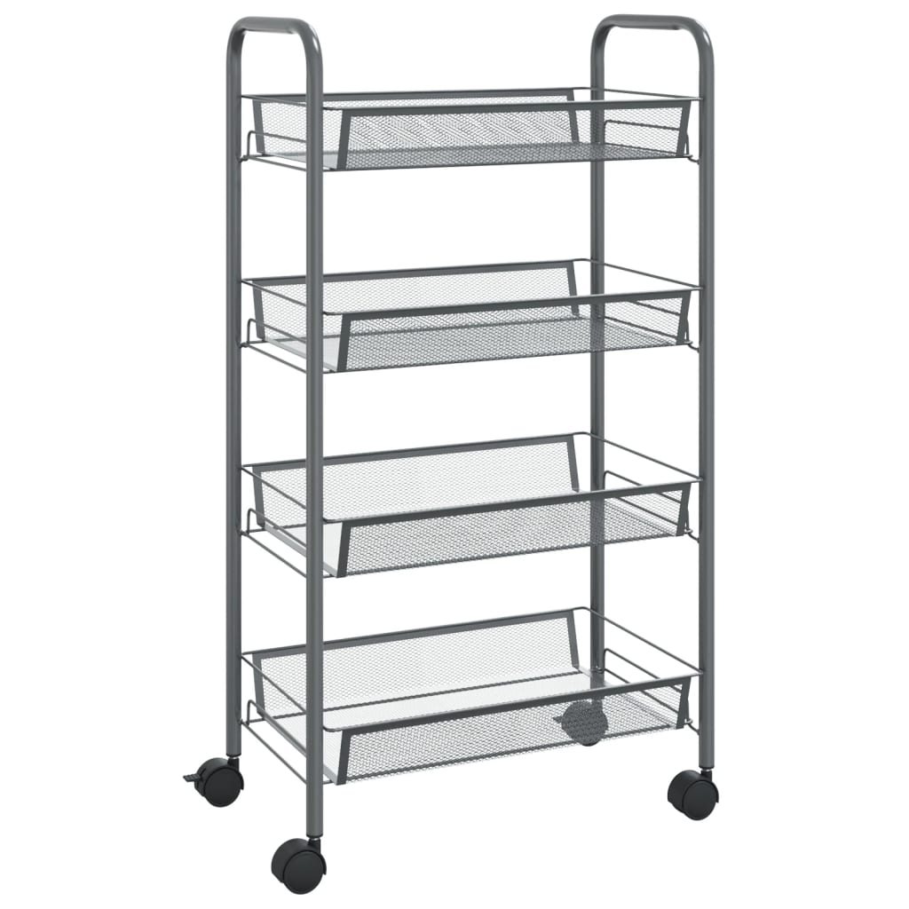 Carrello da Cucina con 4 Ripiani Grigio 46x26x64 cm in Ferro - homemem39