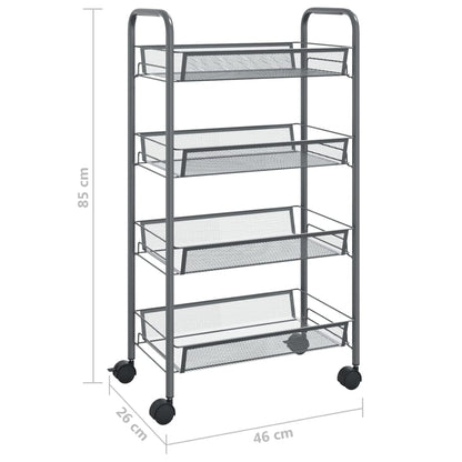 Carrello da Cucina con 4 Ripiani Grigio 46x26x64 cm in Ferro - homemem39