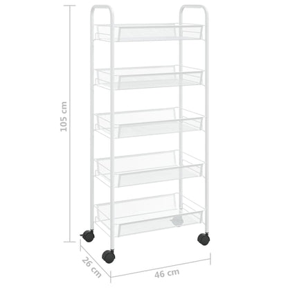 Carrello da Cucina con 5 Ripiani Bianco 46x26x105 cm in Ferro - homemem39