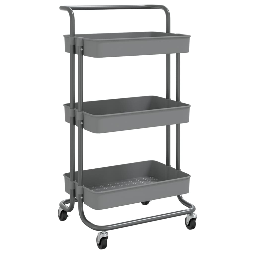 Carrello da Cucina 3 Ripiani Grigio 42x35x85 cm Ferro e ABS - homemem39
