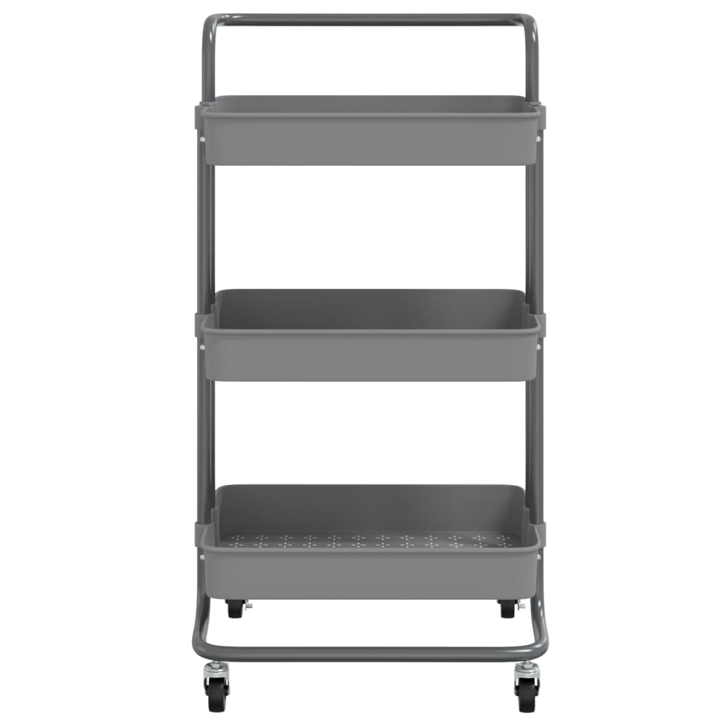 Carrello da Cucina 3 Ripiani Grigio 42x35x85 cm Ferro e ABS - homemem39