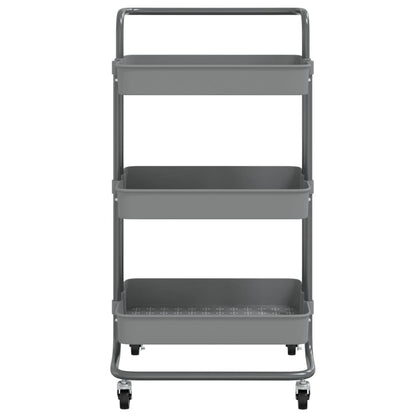 Carrello da Cucina 3 Ripiani Grigio 42x35x85 cm Ferro e ABS - homemem39