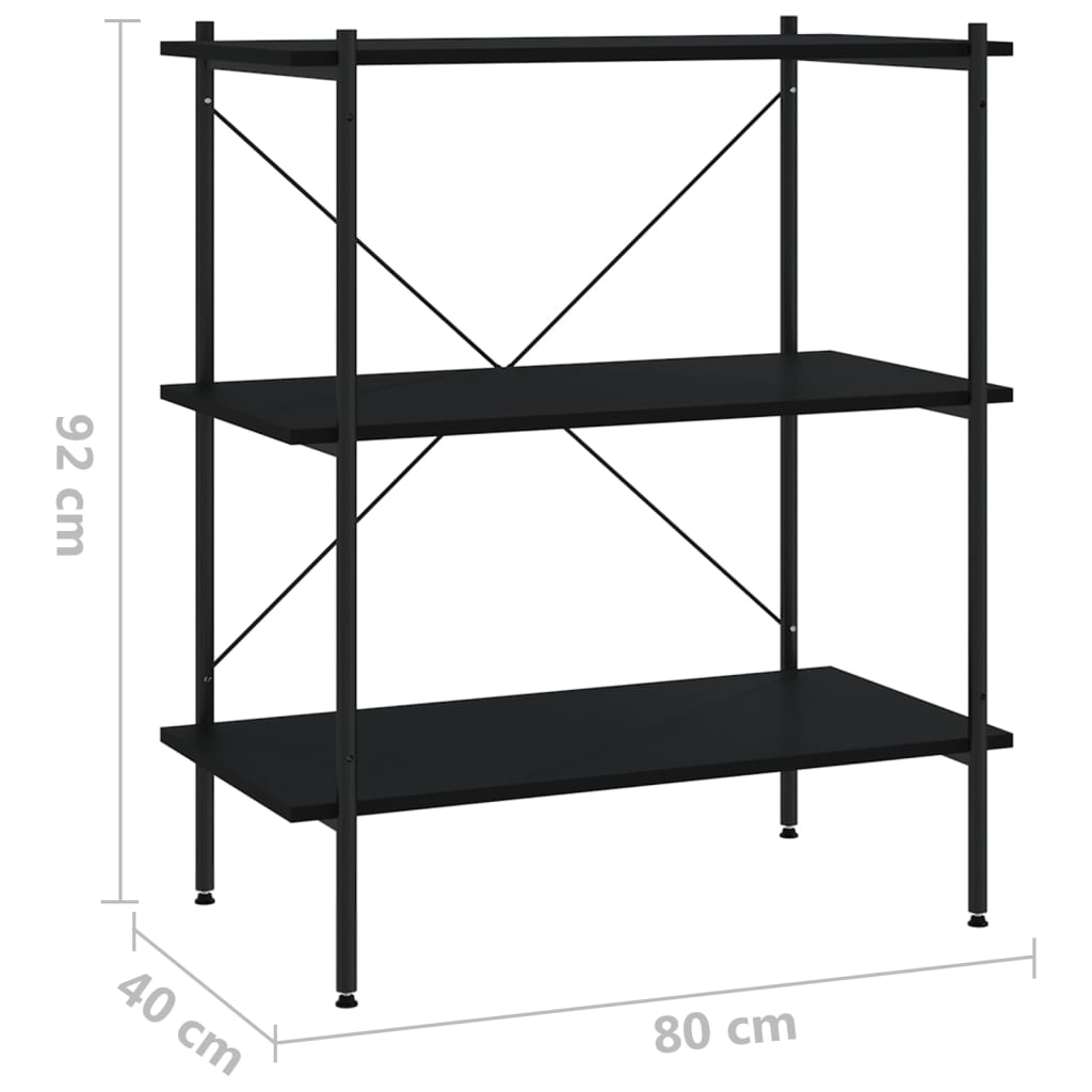 Scaffale con 3 Mensole Nero 80x40x92 cm | homemem39