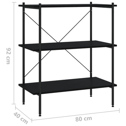 Scaffale con 3 Mensole Nero 80x40x92 cm | homemem39