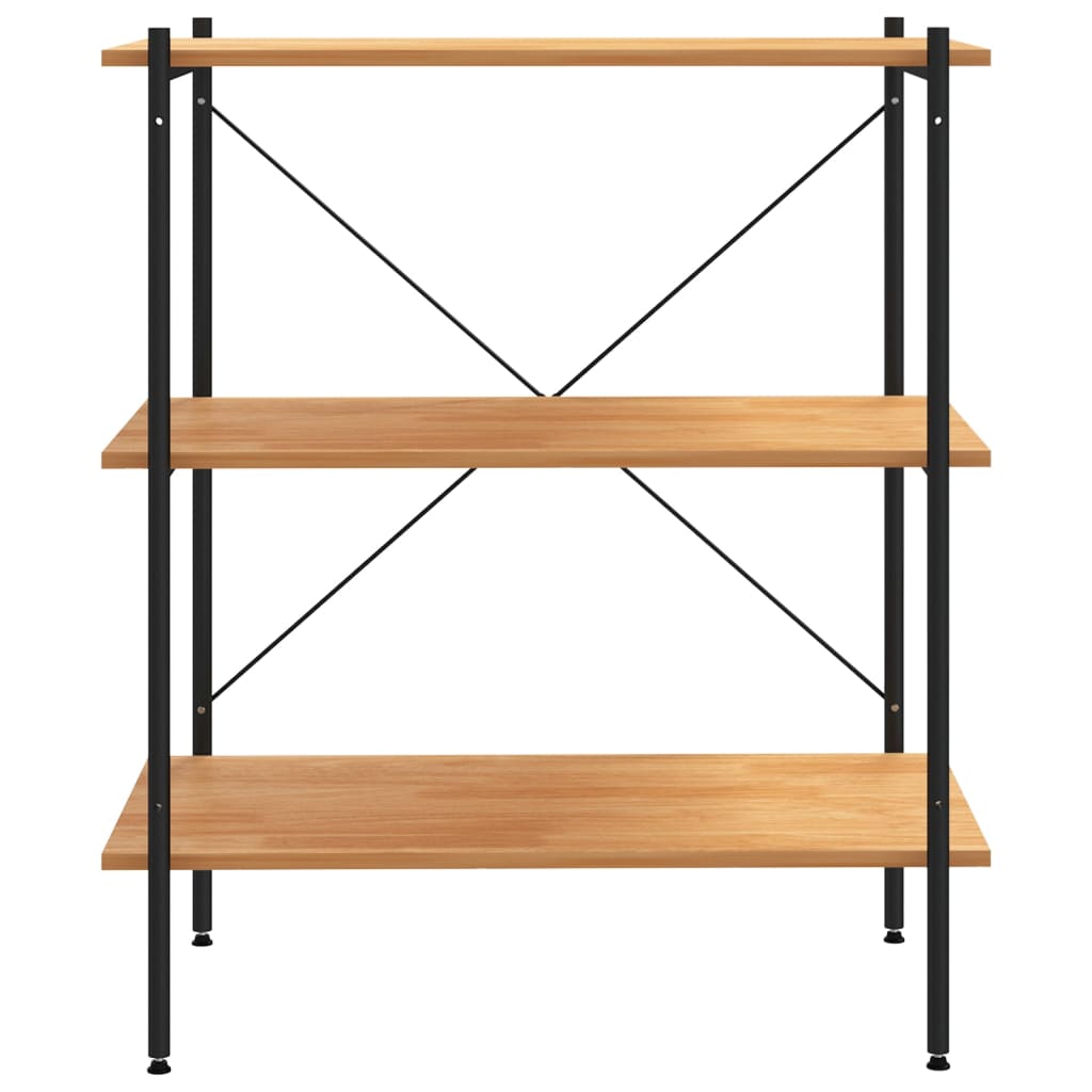 Scaffale a 3 ripiani nero e rovere 80x40x92 cm | homemem39