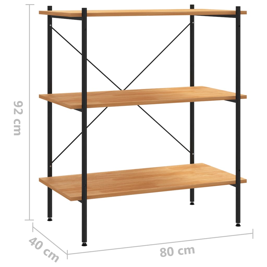 Scaffale a 3 ripiani nero e rovere 80x40x92 cm | homemem39