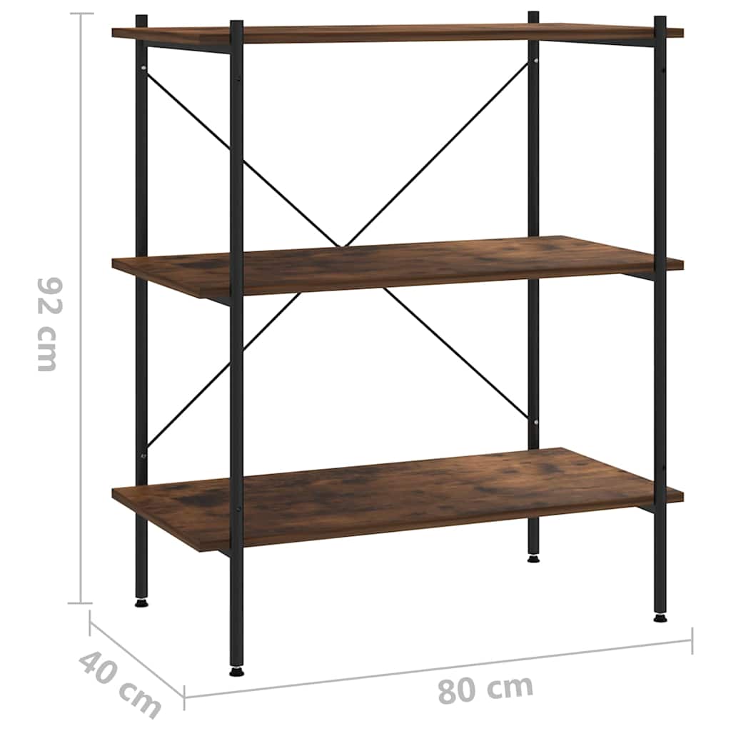 Scaffale con 3 Mensole Nero e Naturale 80x40x92 cm
