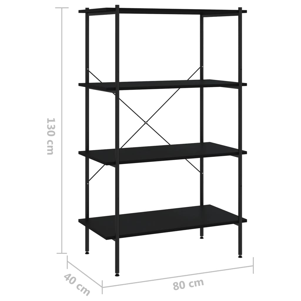 Scaffale con 4 Mensole Nero 80x40x130 cm | homemem39