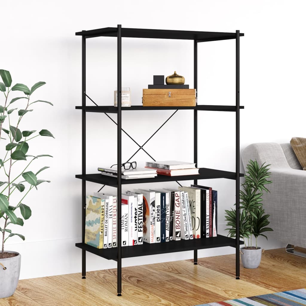 Scaffale con 4 Mensole Nero 80x40x130 cm | homemem39