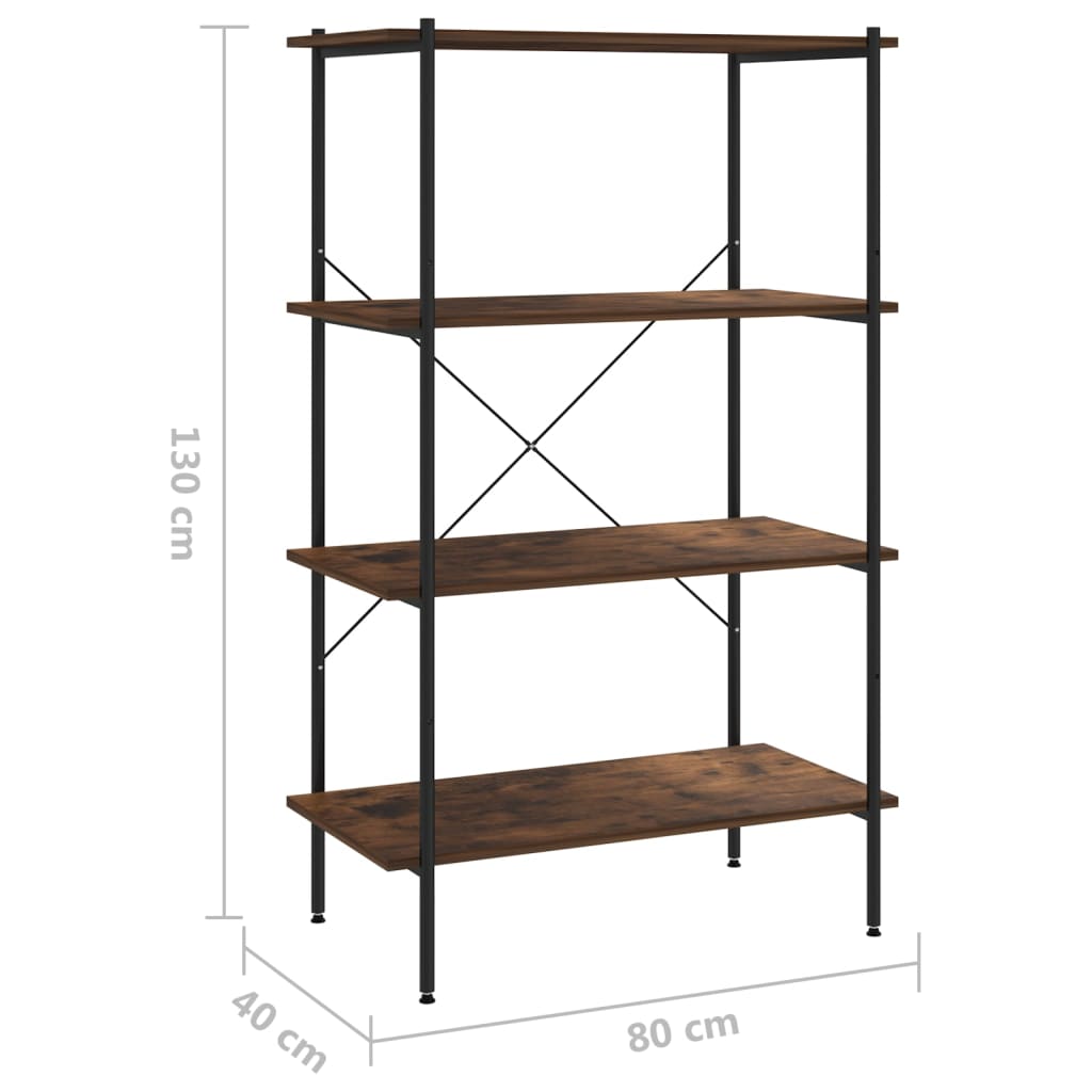 Scaffale con 4 Mensole Nero e Naturale 80x40x130 cm | homemem39