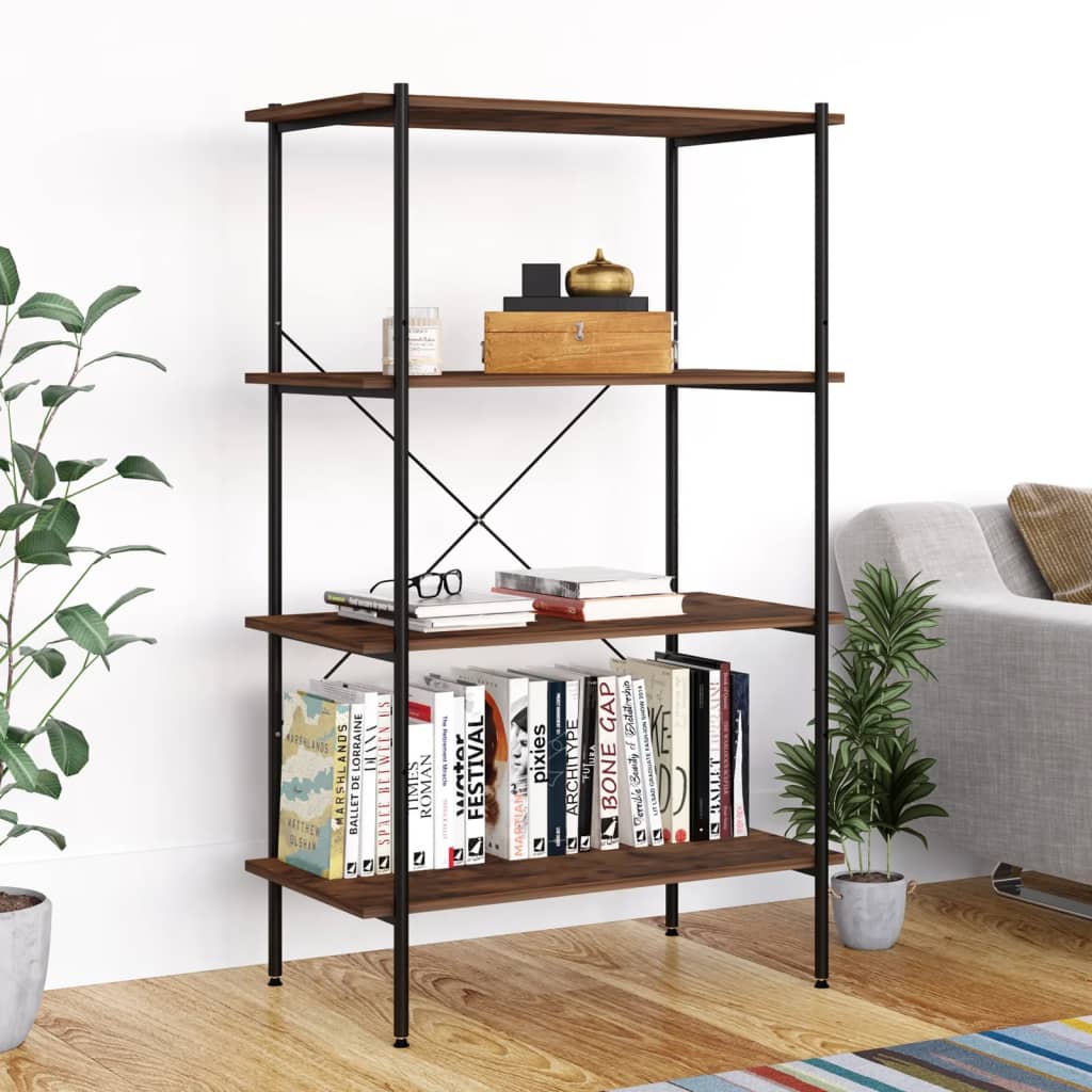 Scaffale con 4 Mensole Nero e Naturale 80x40x130 cm | homemem39