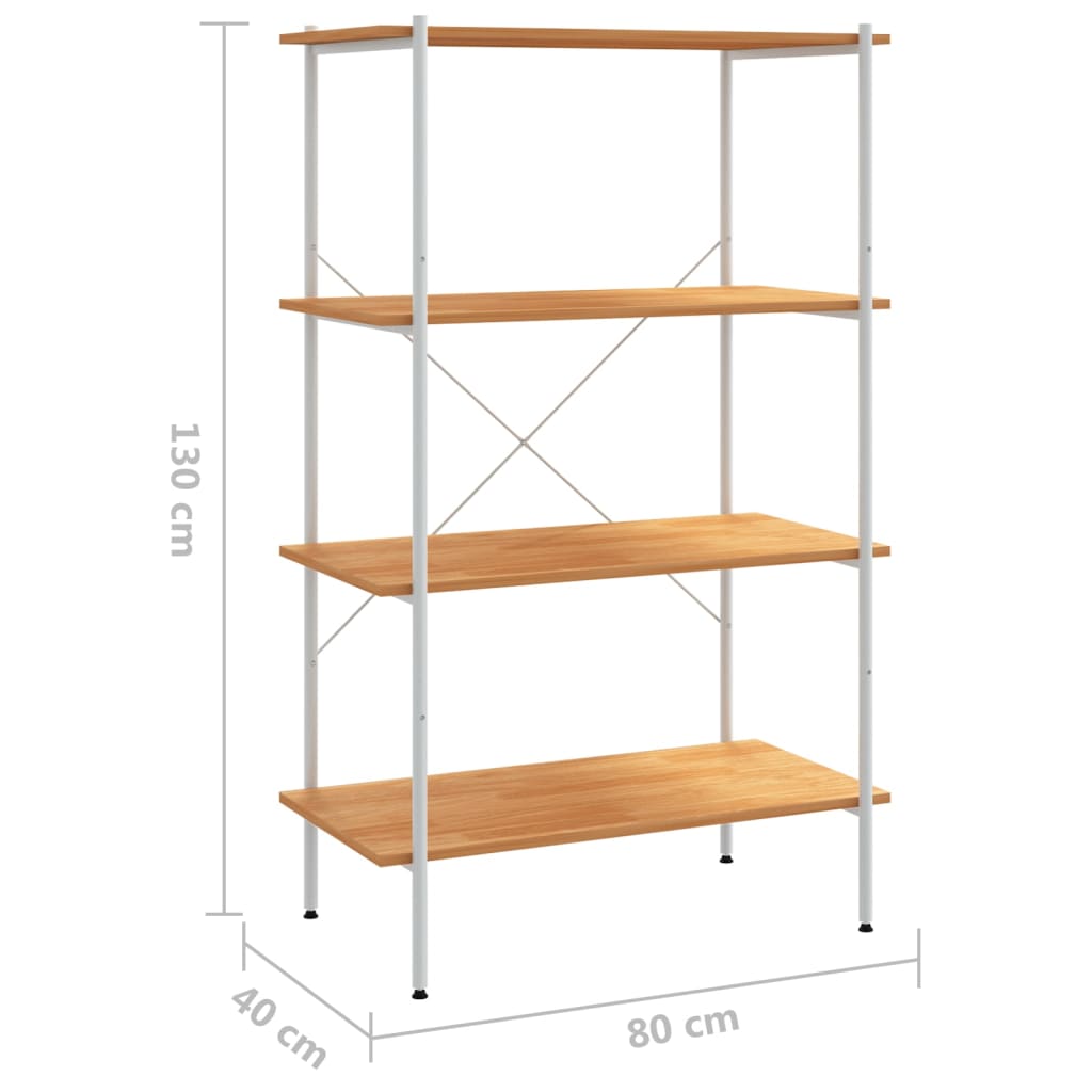 Scaffale con 4 Mensole Bianco e Rovere 80x40x130 cm | homemem39