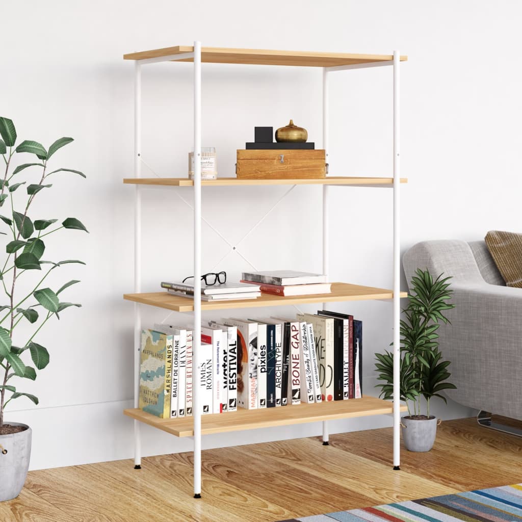 Scaffale con 4 Mensole Bianco e Rovere 80x40x130 cm | homemem39