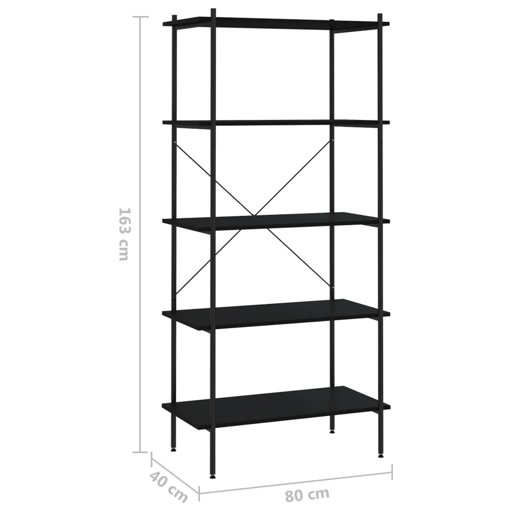 Scaffale con 5 Mensole Nero 80x40x163 cm | homemem39
