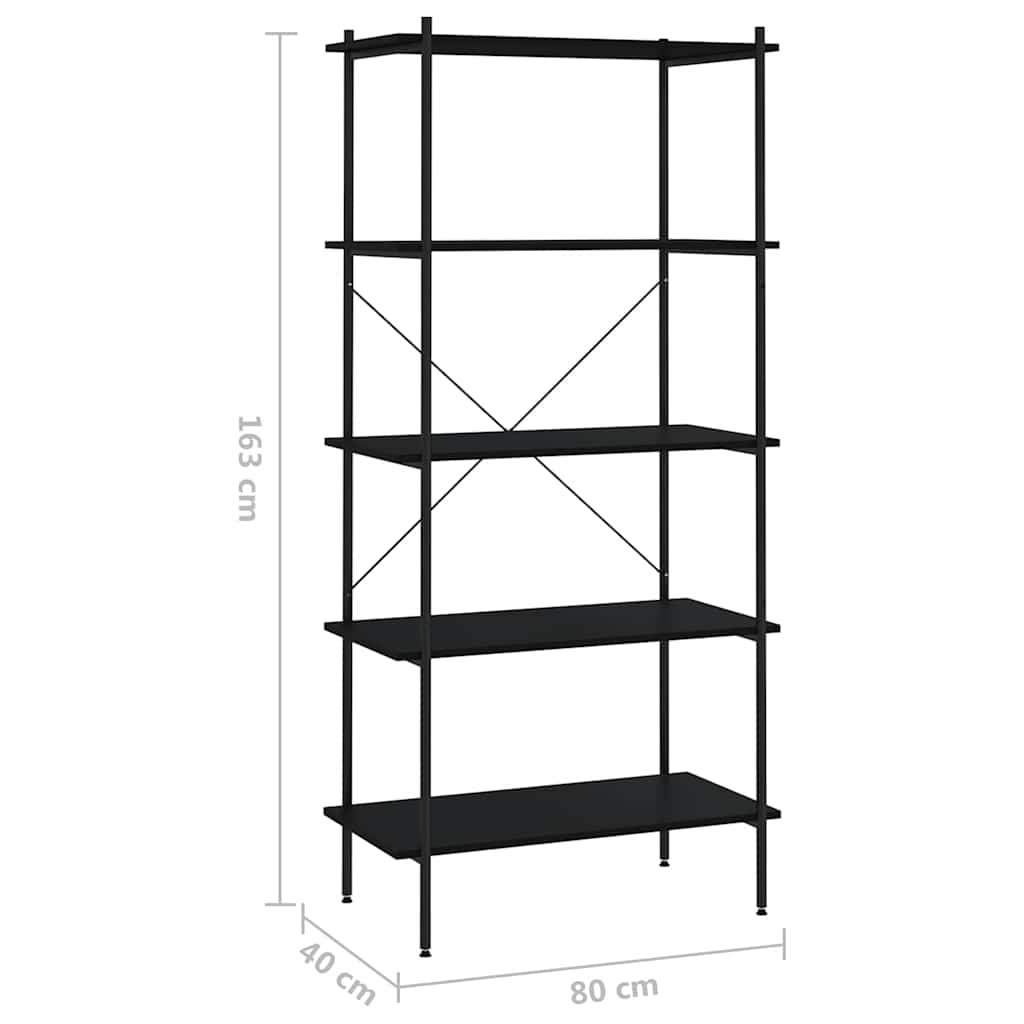 Scaffale con 5 Mensole Nero 80x40x163 cm