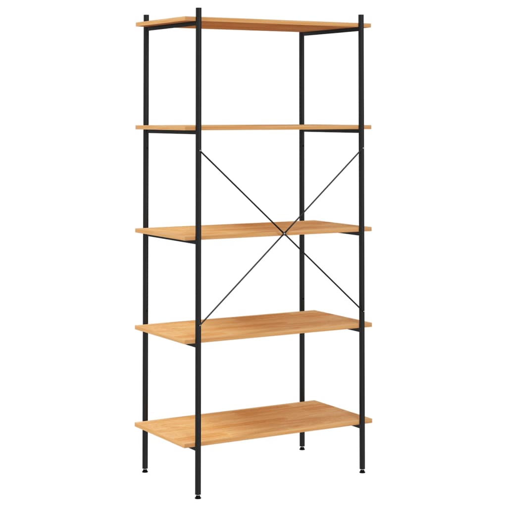 Scaffale con 5 Mensole Nero e Rovere 80x40x163 cm | homemem39