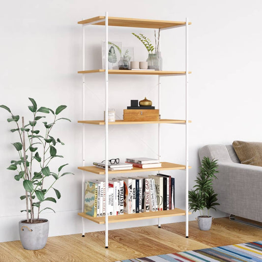 Scaffale con 5 Mensole Bianco e Rovere 80x40x163 cm | homemem39