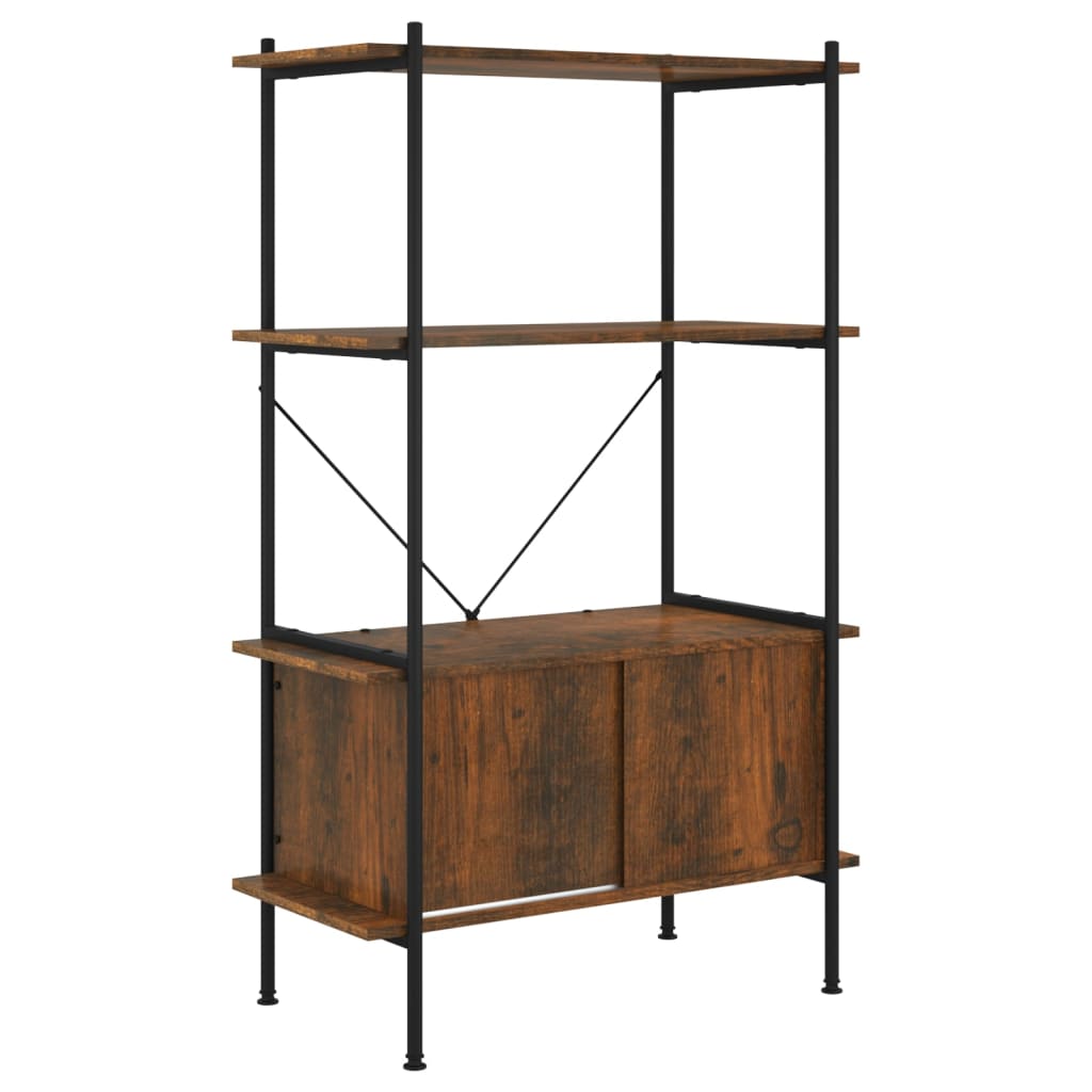 Scaffalatura 4 Livelli con Mobile 80x40x130 cm Acciaio e Legno | homemem39