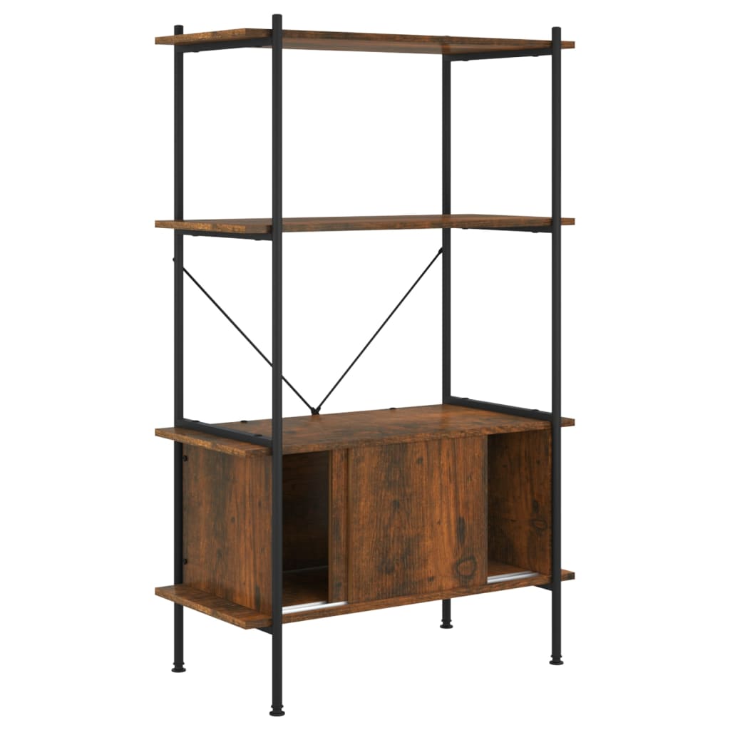 Scaffalatura 4 Livelli con Mobile 80x40x130 cm Acciaio e Legno | homemem39