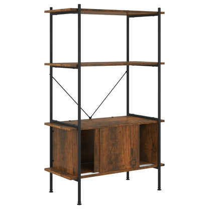 Scaffalatura 4 Livelli con Mobile 80x40x130 cm Acciaio e Legno | homemem39