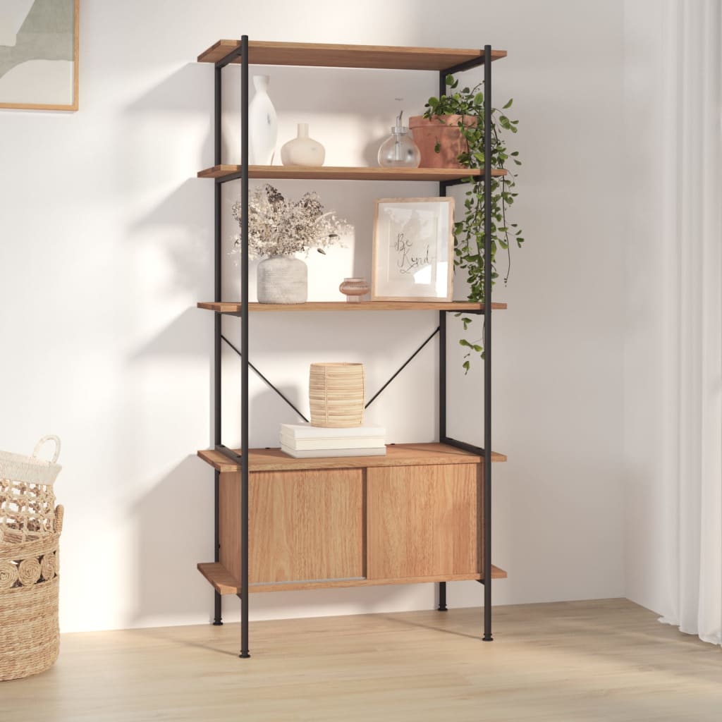 Scaffalatura 5 Livelli con Mobile 80x40x163 cm Acciaio e Legno | homemem39